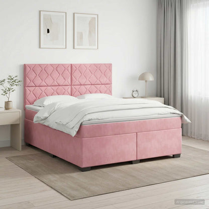 Boxspringbed met matras Roze 160 x 200 cm Fluweel