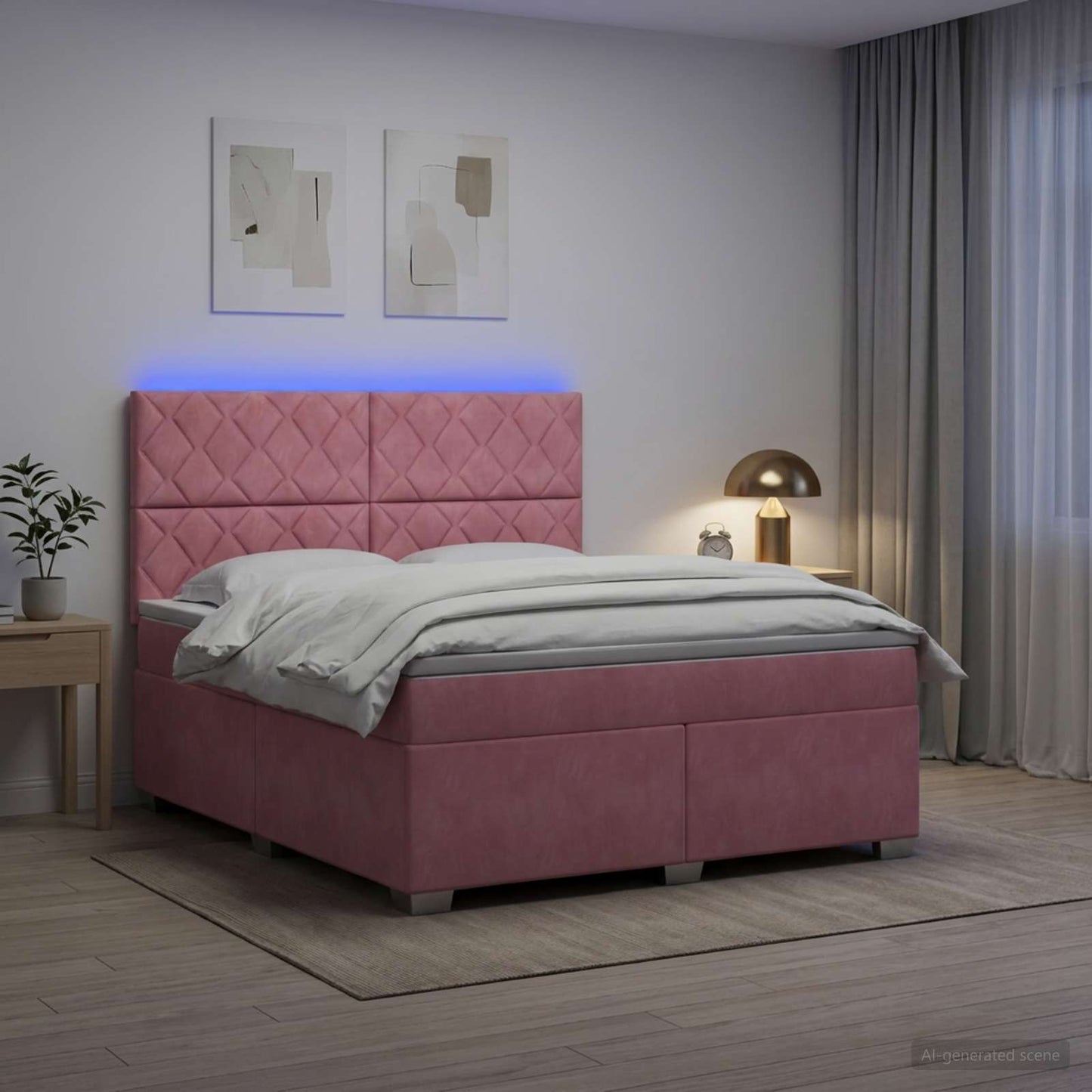 Boxspringbed met matras Roze 160 x 200 cm Fluweel