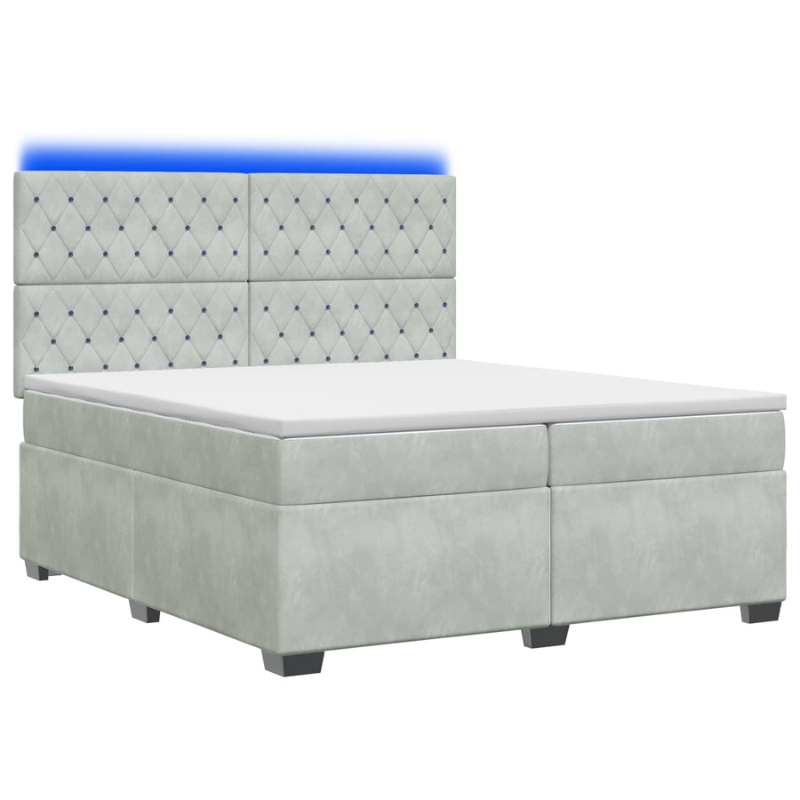 Boxspringbed met matras Lichtgrijs 200 x 200 cm Fluweel