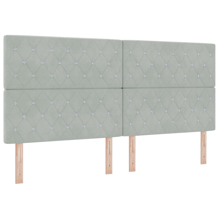 Boxspringbed met matras Lichtgrijs 200 x 200 cm Fluweel