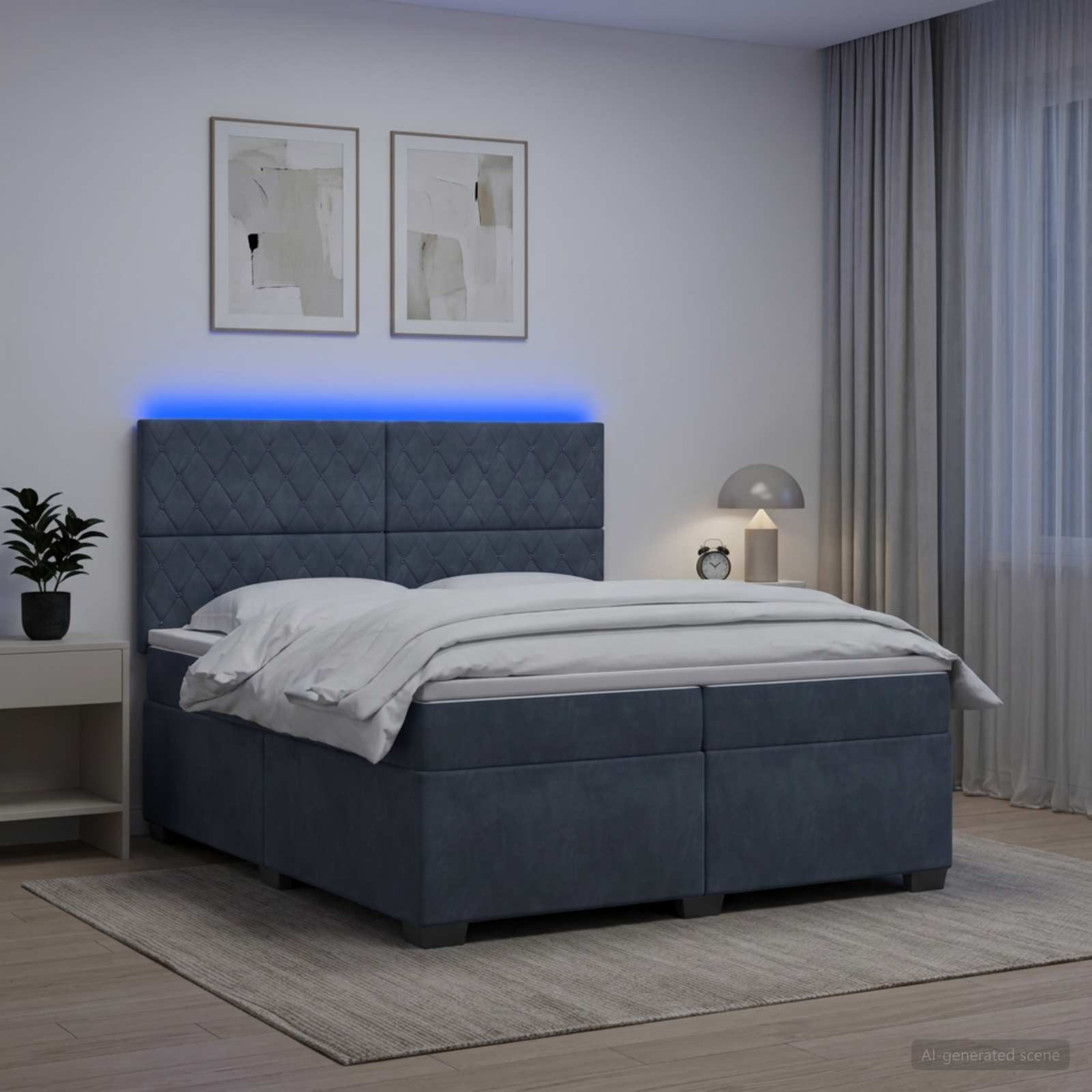Boxspringbed met matras Donkergrijs 200 x 200 cm Fluweel
