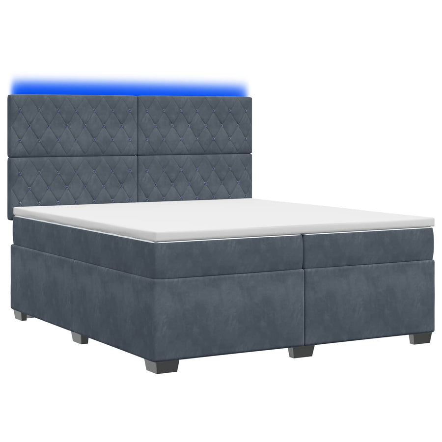 Boxspringbed met matras Donkergrijs 200 x 200 cm Fluweel