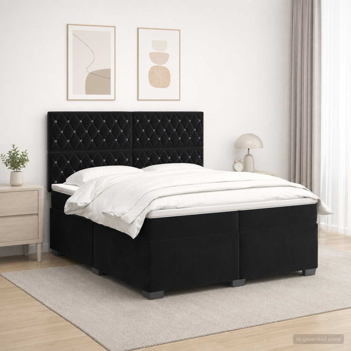 Boxspringbed met matras Zwart 200 x 200 cm Fluweel
