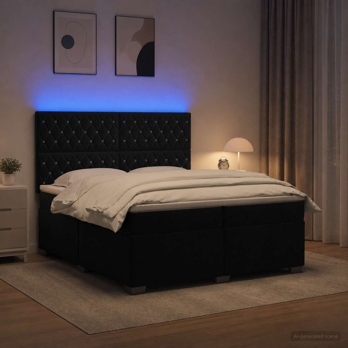 Boxspringbed met matras Zwart 200 x 200 cm Fluweel