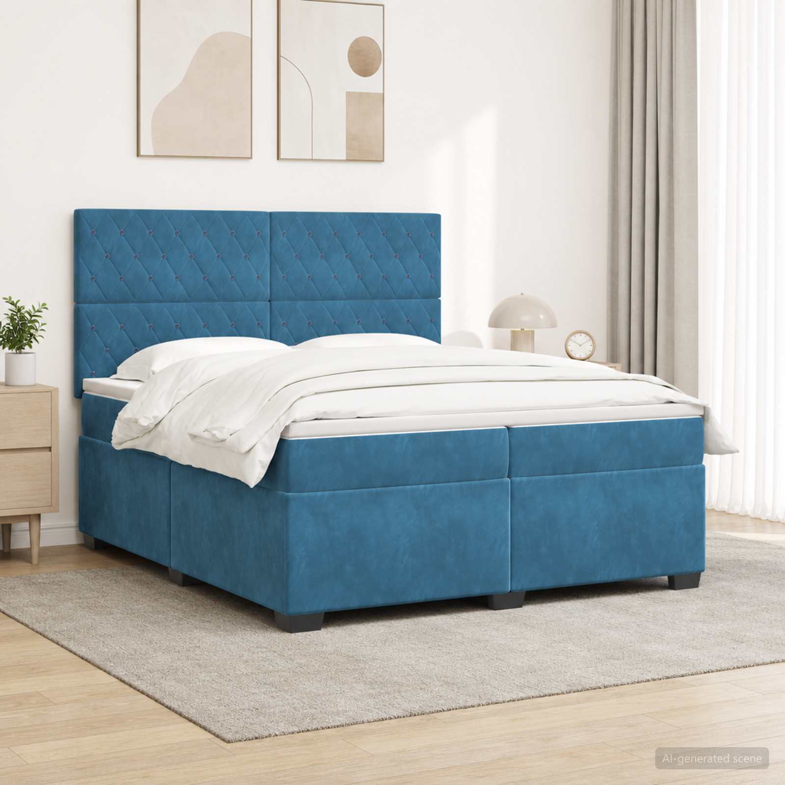 Boxspringbed met matras Blauw 200 x 200 cm Fluweel