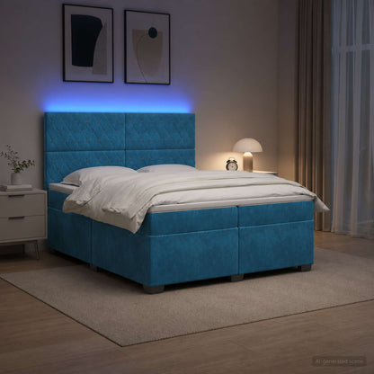 Boxspringbed met matras Blauw 200 x 200 cm Fluweel
