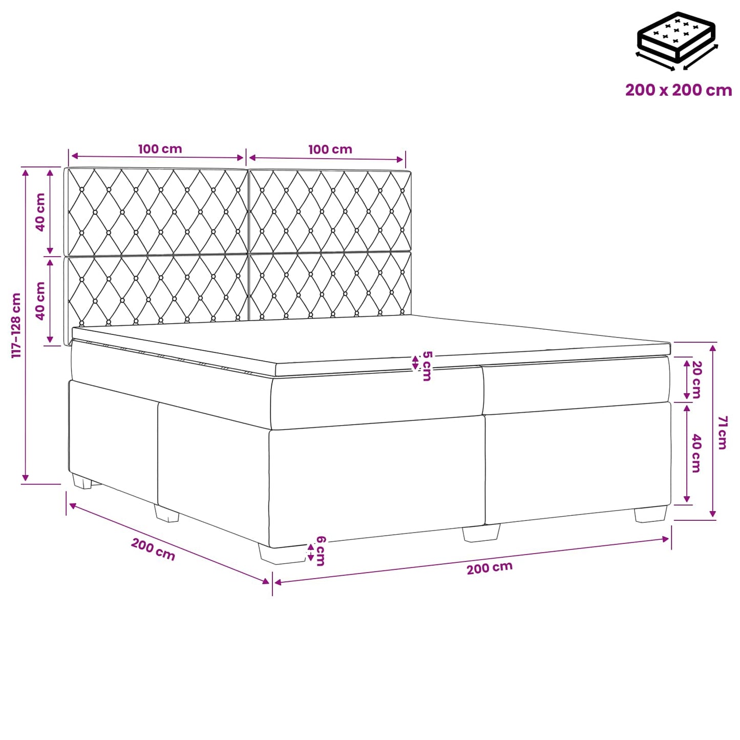 Boxspringbed met matras Roze 200 x 200 cm Fluweel