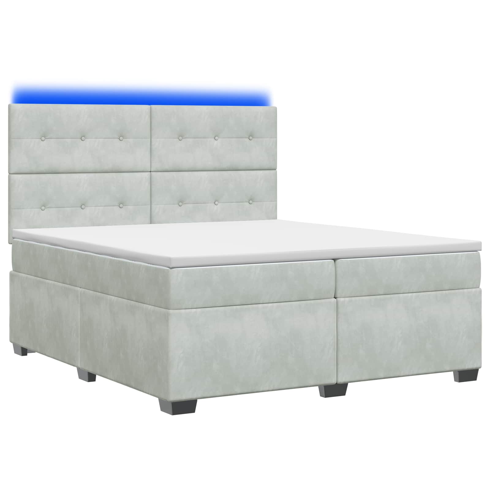 Boxspringbed met matras Lichtgrijs 200 x 200 cm Fluweel