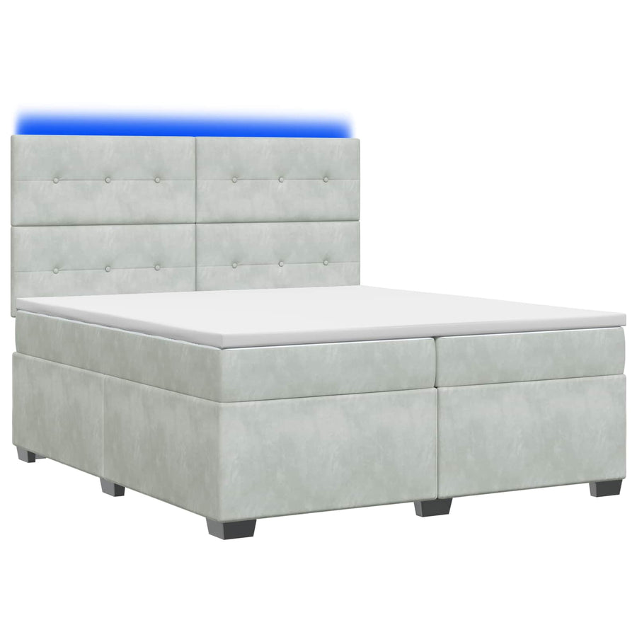 Boxspringbed met matras Lichtgrijs 200 x 200 cm Fluweel