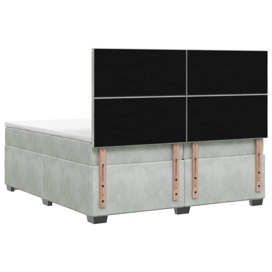 Boxspringbed met matras Lichtgrijs 200 x 200 cm Fluweel