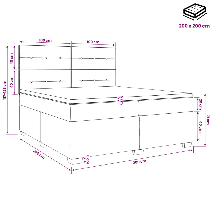 Boxspringbed met matras Zwart 200 x 200 cm Fluweel