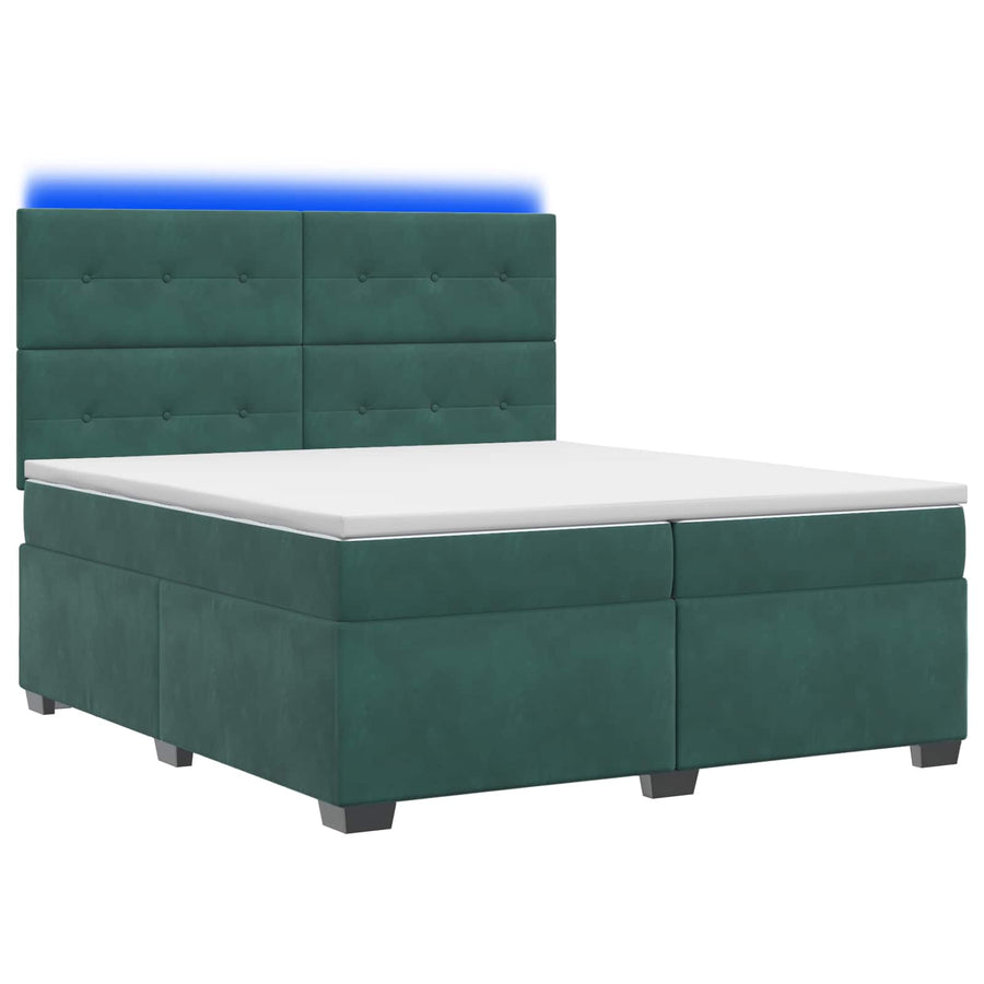 Boxspringbed met matras Donkergroen 200 x 200 cm Fluweel