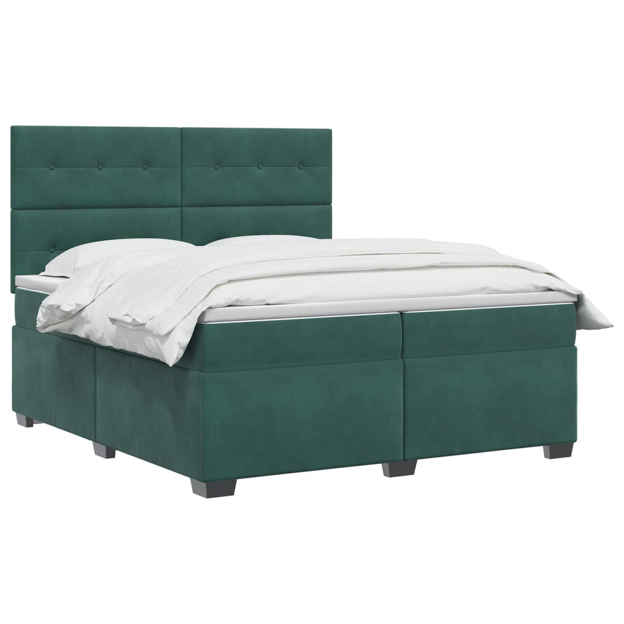 Boxspringbed met matras Donkergroen 200 x 200 cm Fluweel