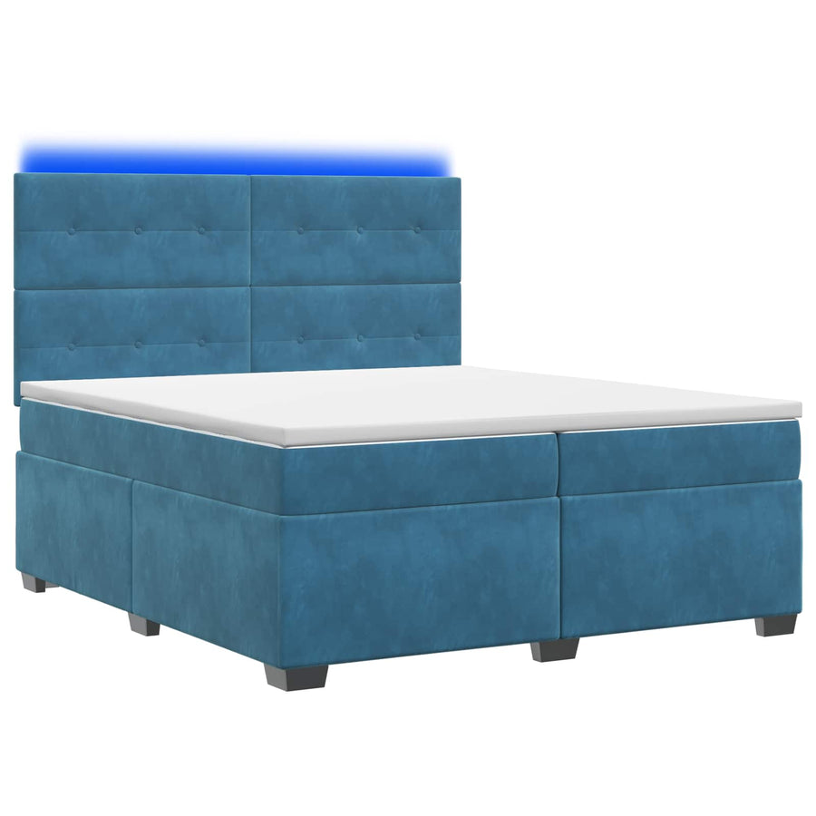 Boxspringbed met matras Blauw 200 x 200 cm Fluweel