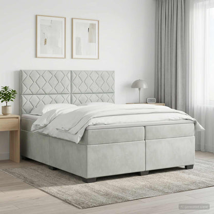 Boxspringbed met matras Lichtgrijs 200 x 200 cm Fluweel