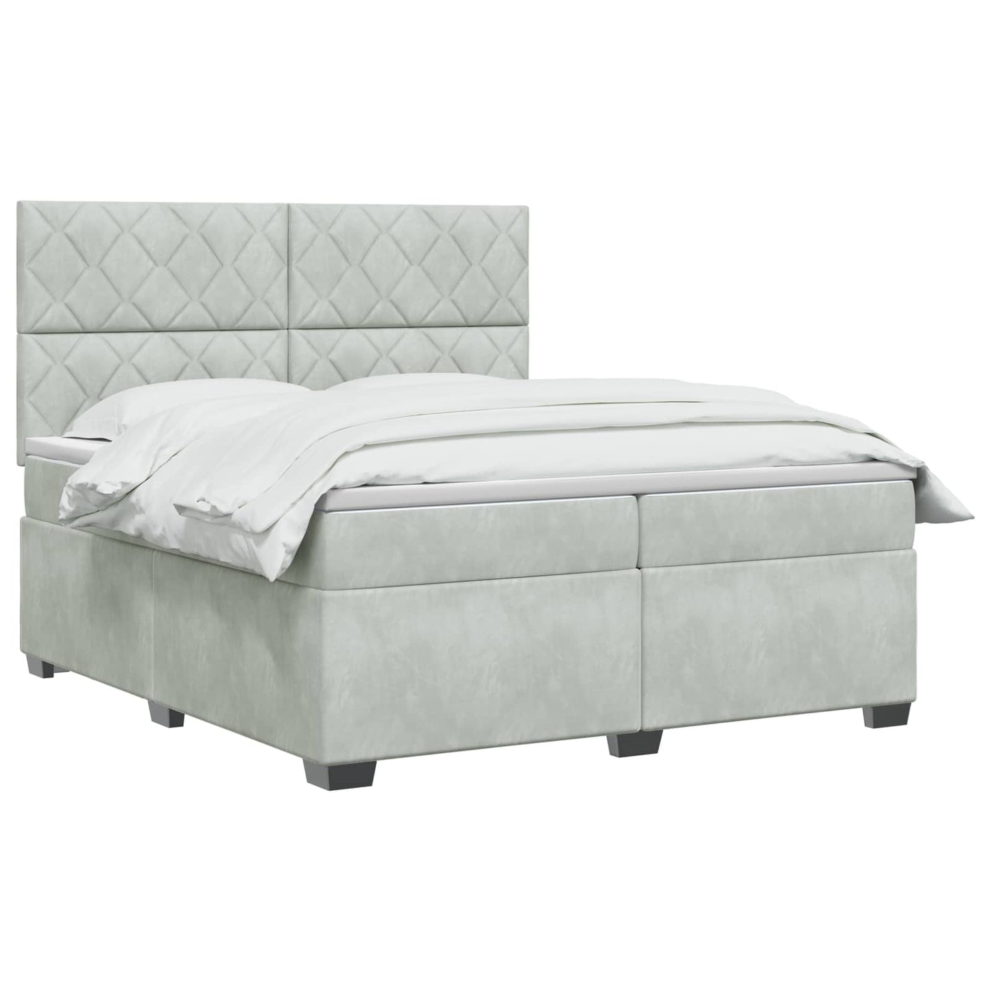 Boxspringbed met matras Lichtgrijs 200 x 200 cm Fluweel