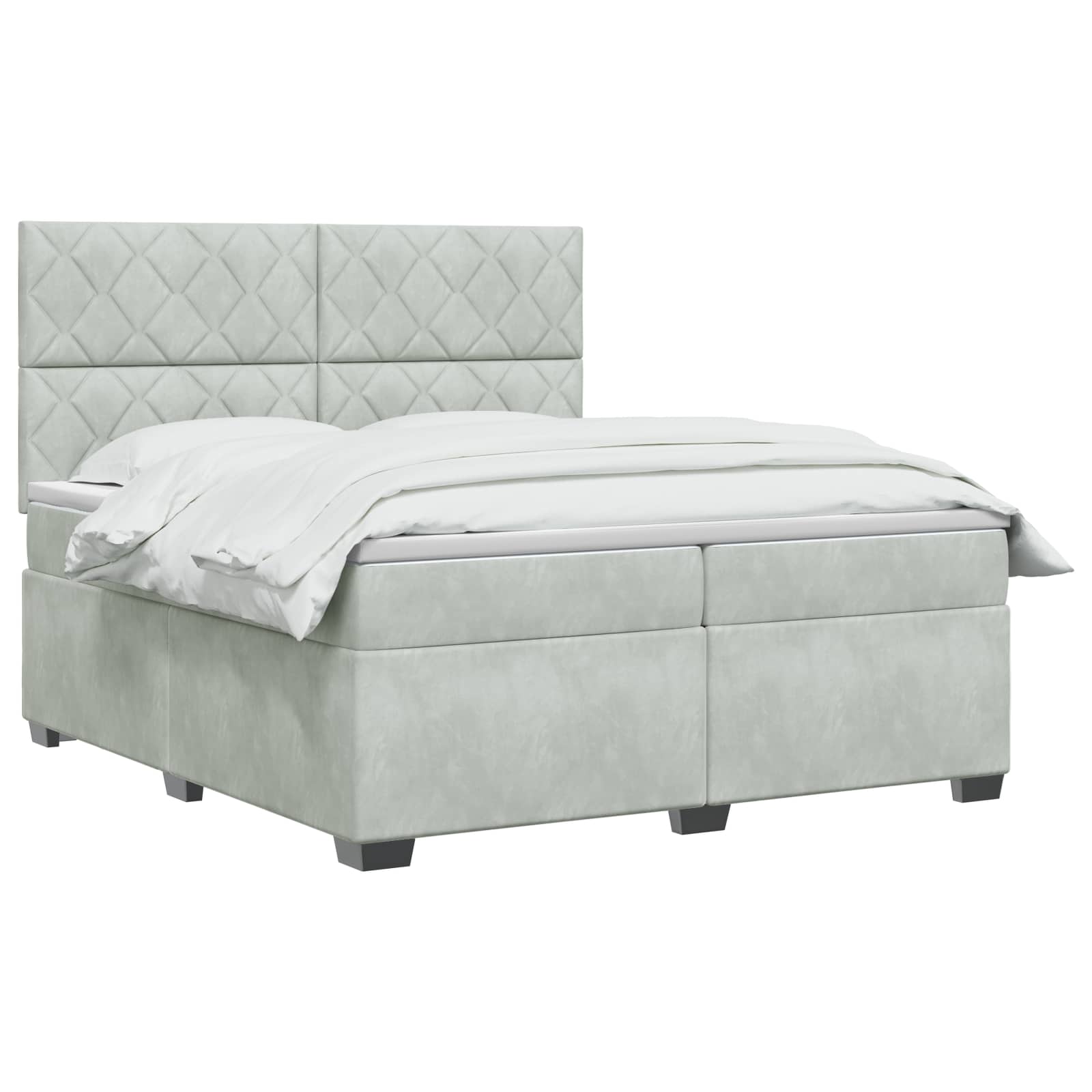 Boxspringbed met matras Lichtgrijs 200 x 200 cm Fluweel