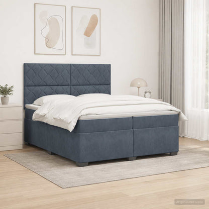 Boxspringbed met matras Donkergrijs 200 x 200 cm Fluweel