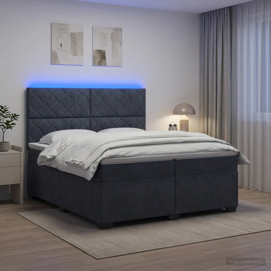 Boxspringbed met matras Donkergrijs 200 x 200 cm Fluweel