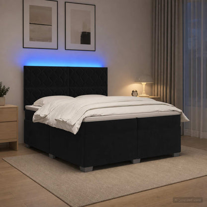 Boxspringbed met matras Zwart 200 x 200 cm Fluweel