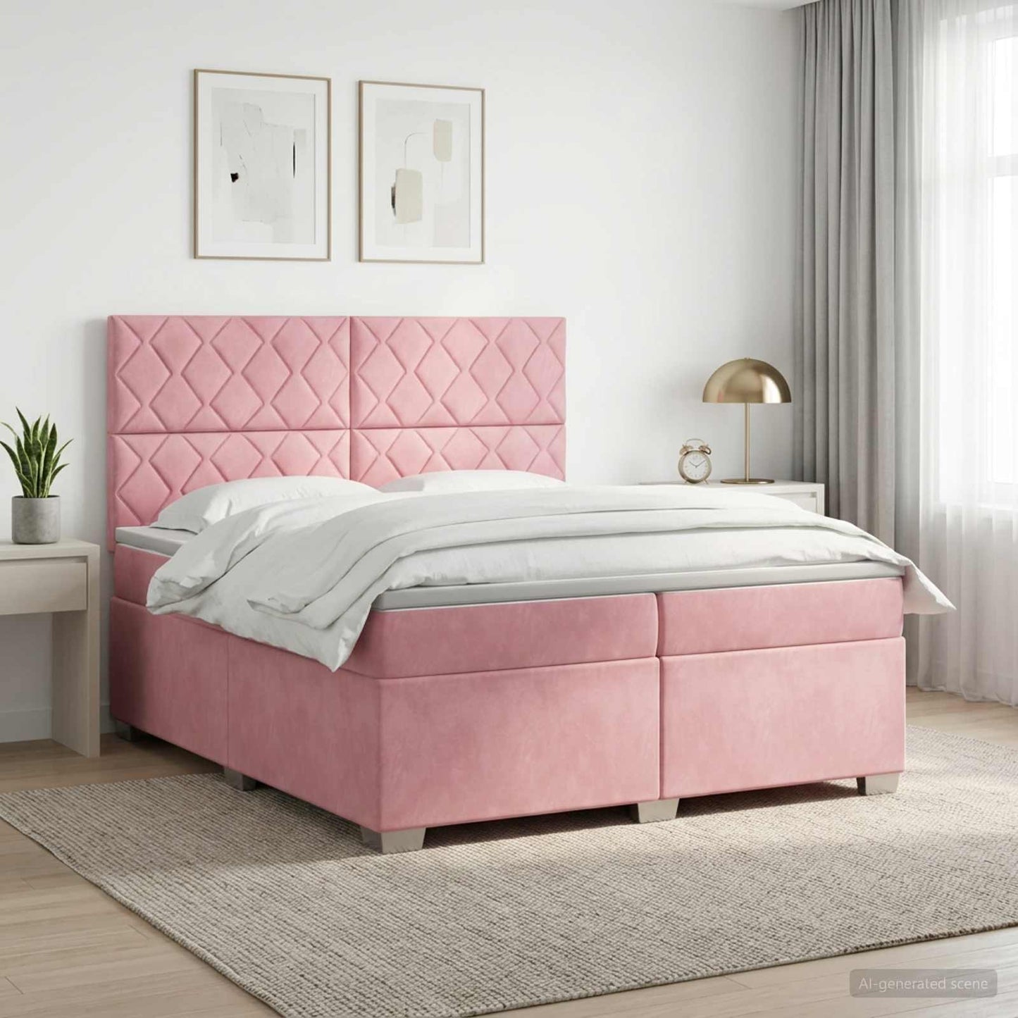 Boxspringbed met matras Roze 200 x 200 cm Fluweel