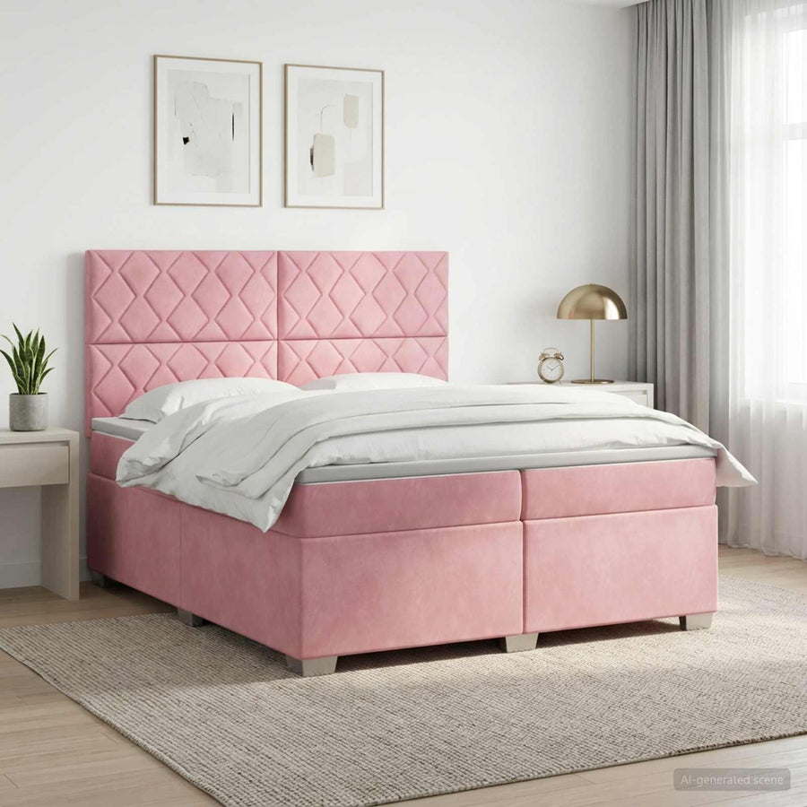 Boxspringbed met matras Roze 200 x 200 cm Fluweel