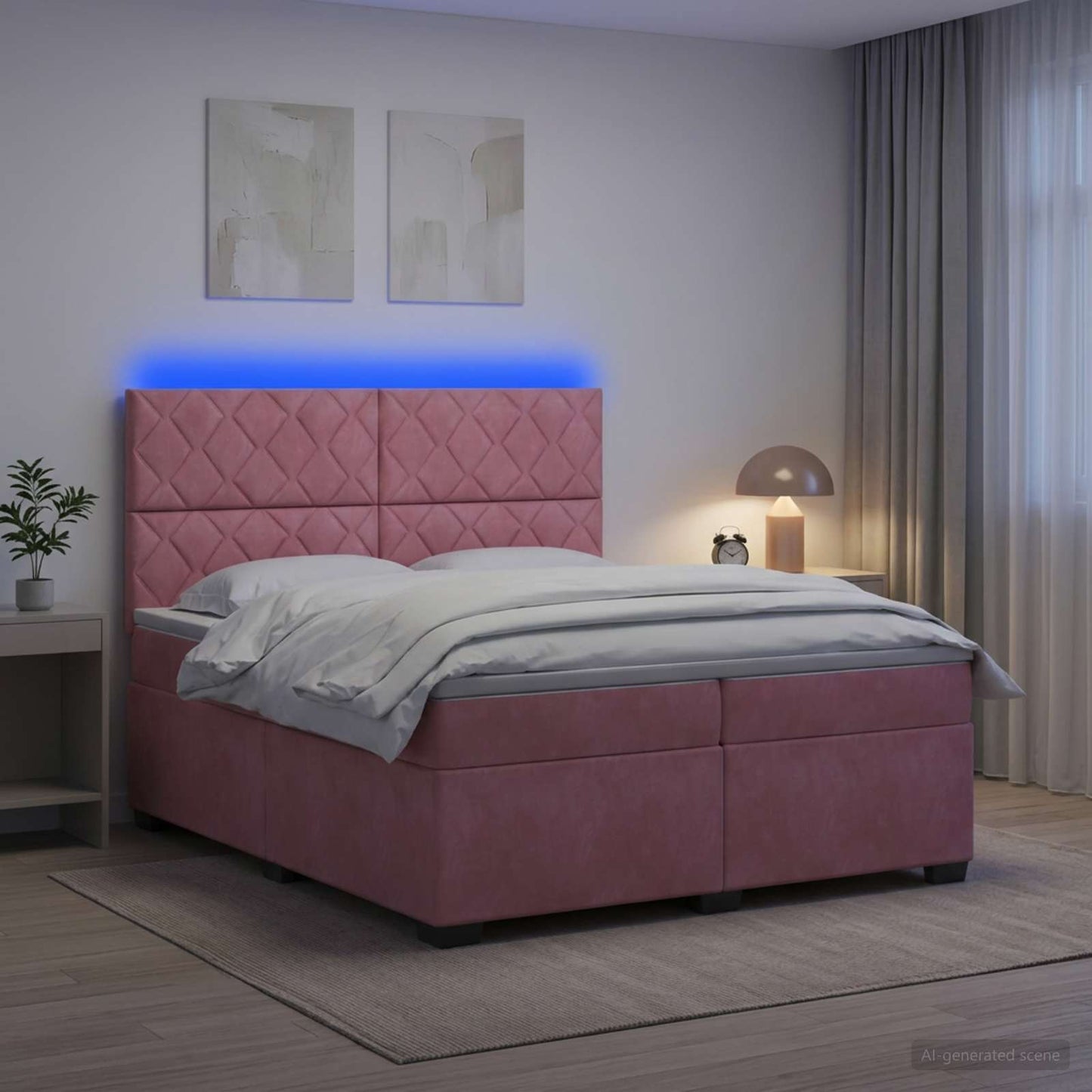 Boxspringbed met matras Roze 200 x 200 cm Fluweel