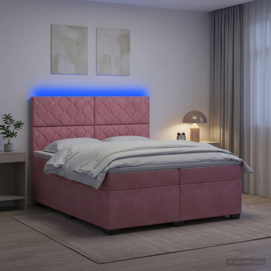 Boxspringbed met matras Roze 200 x 200 cm Fluweel