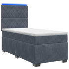 Boxspring Bed met Matras en LED Donkergrijs 90 x 190 cm Fluweel