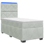 Boxspring bed 90x190 cm lichtgrijs fluweel met matras