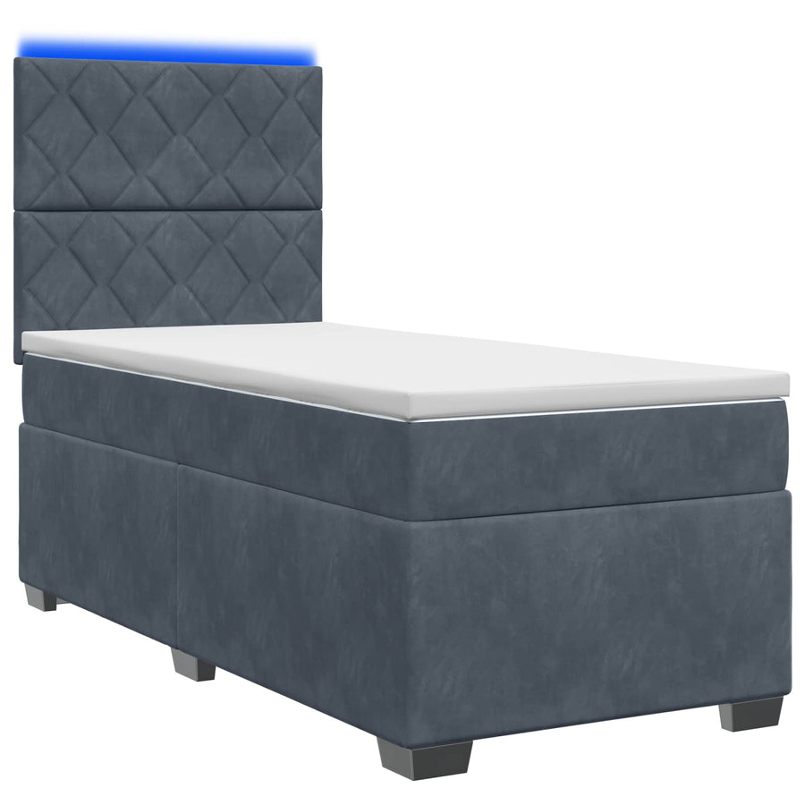Boxspring Bed met Matras en LED Donkergrijs 90 x 190 cm Fluweel