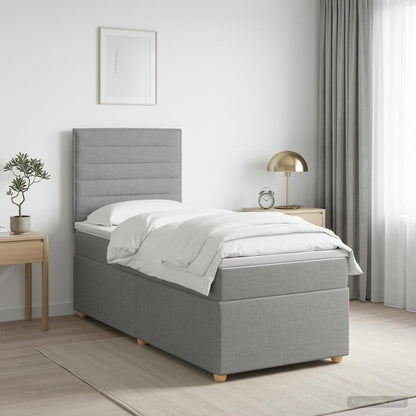 Boxspringbed met matras Lichtgrijs 90 x 190 cm Stof