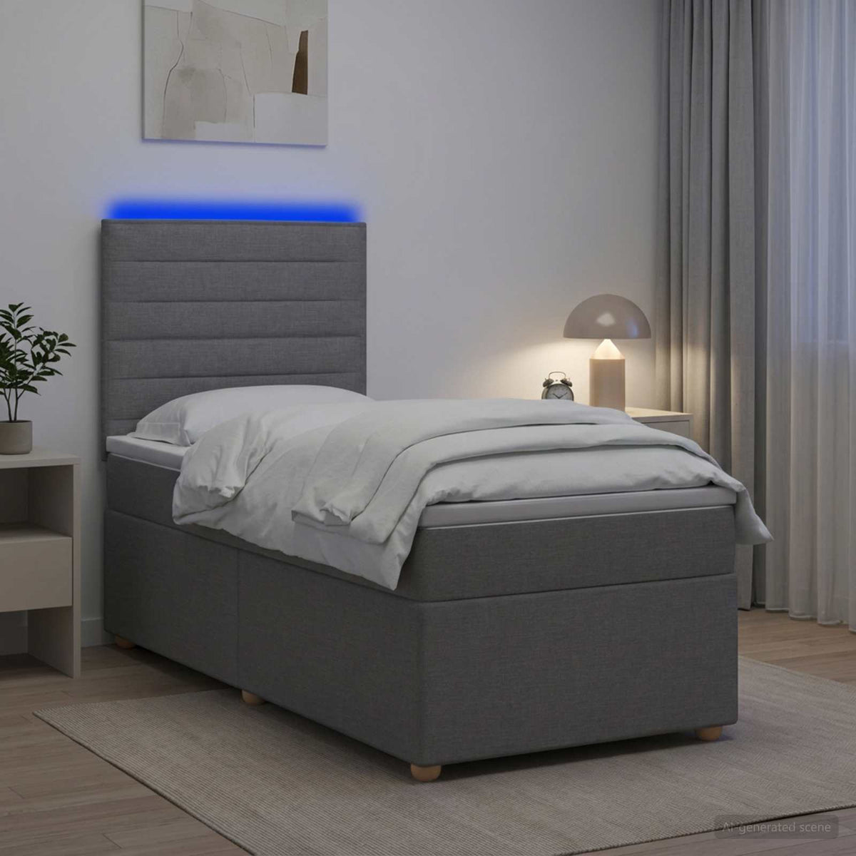 Boxspringbed met matras Lichtgrijs 90 x 190 cm Stof