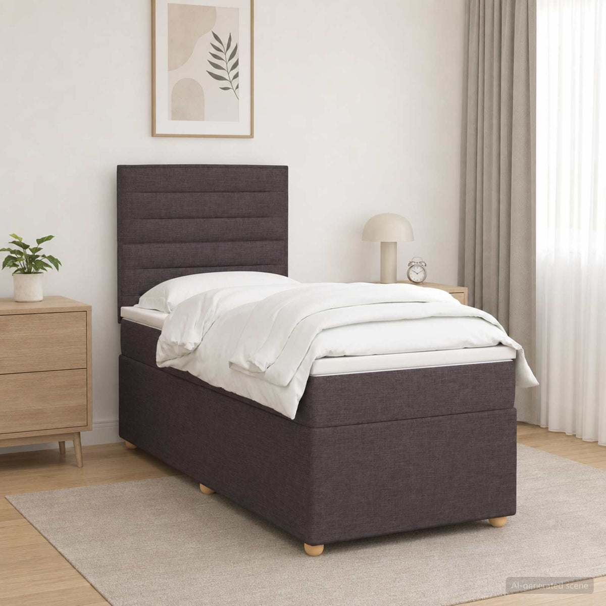 Boxspringbed met matras Donkerbruin 80 x 200 cm Stof