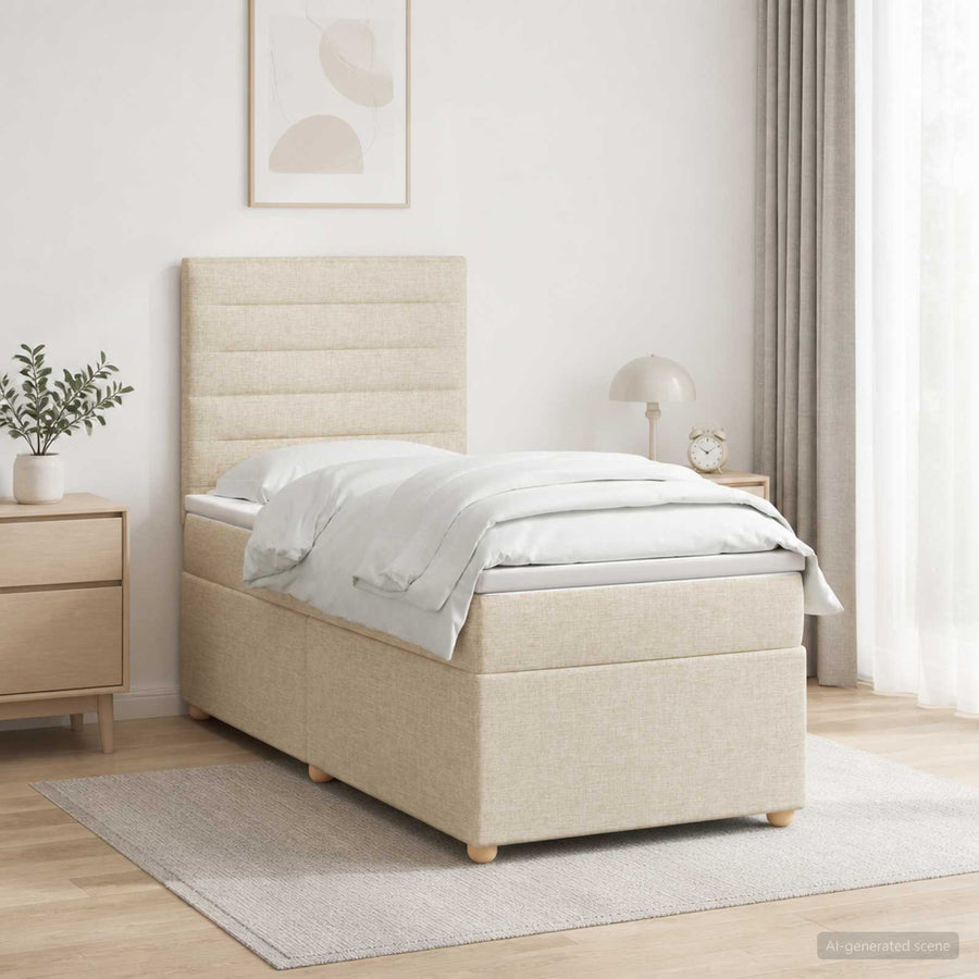 Boxspringbed met matras Crèmekleurig 90 x 190 cm Stof