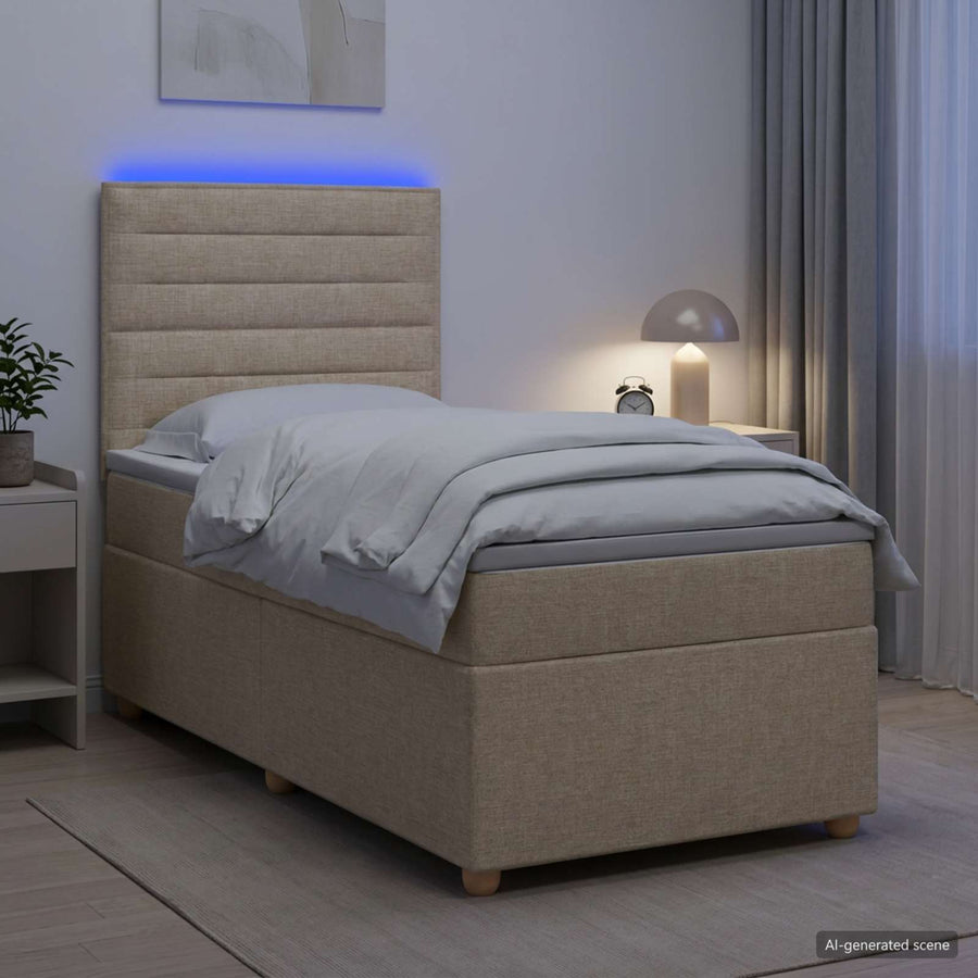 Boxspringbed met matras Crèmekleurig 90 x 200 cm Stof