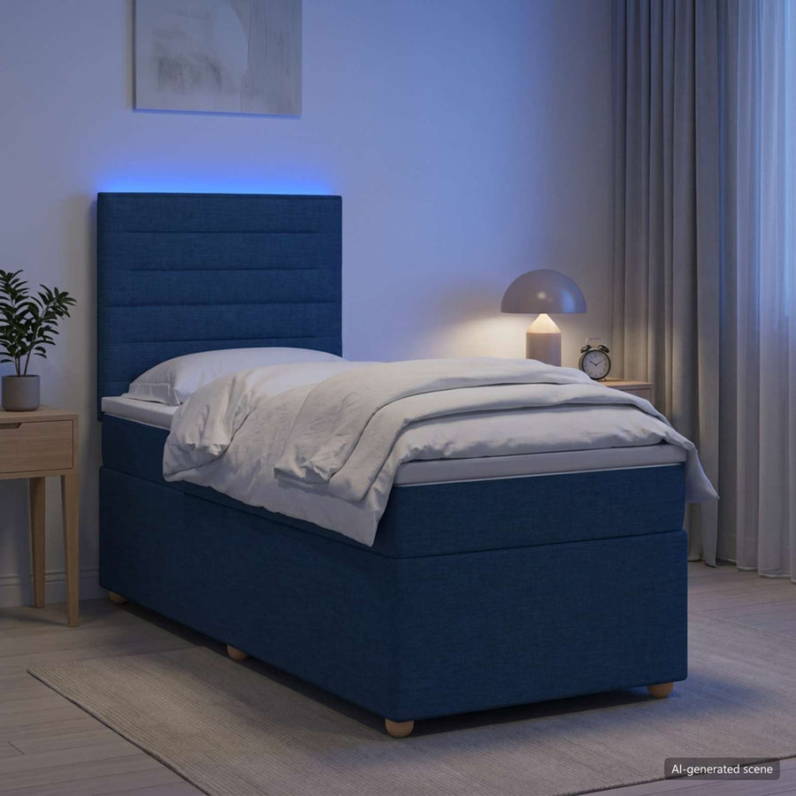 Boxspringbed met matras met hoofdeinde Blauw 100 x 200 cm Stof