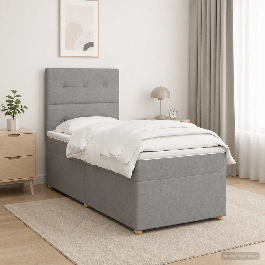 Boxspringbed met matras Lichtgrijs 100 x 200 cm Stof