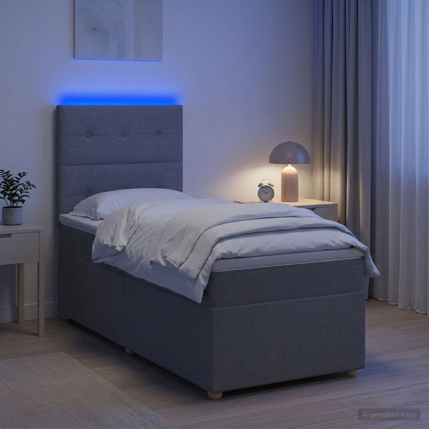 Boxspringbed met matras Lichtgrijs 100 x 200 cm Stof