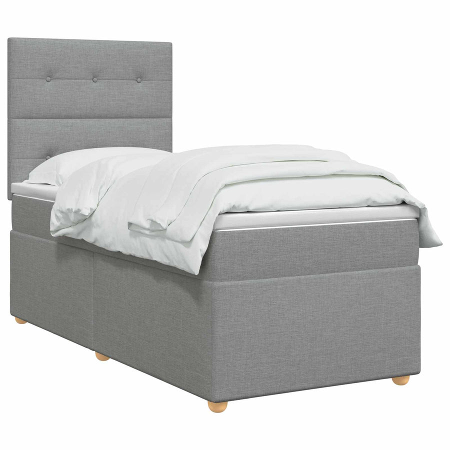 Boxspringbed met matras Lichtgrijs 80 x 200 cm Stof