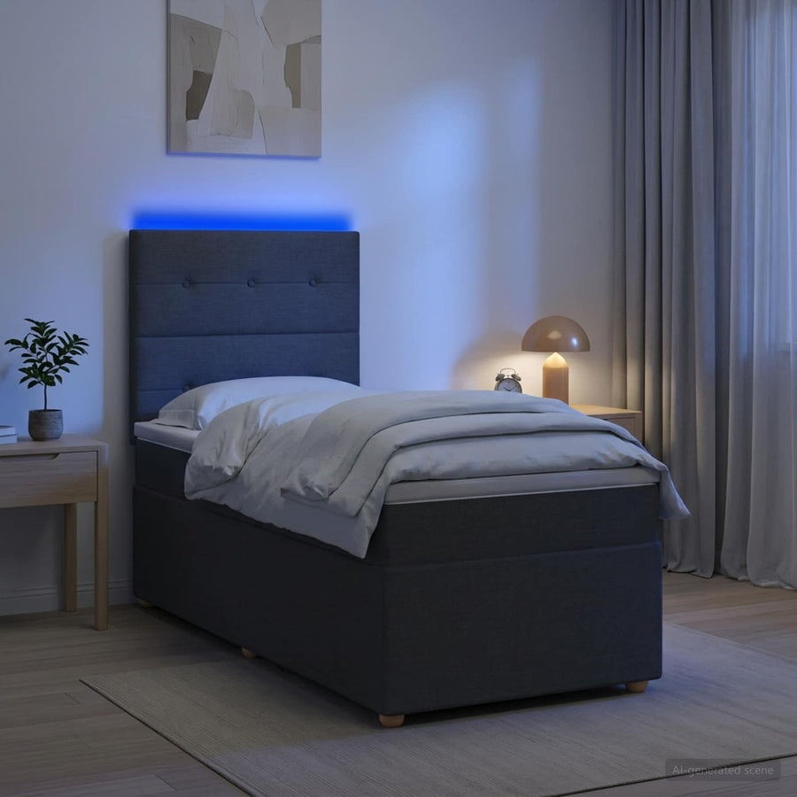 Boxspringbed met matras Donkergrijs 90 x 190 cm Stof