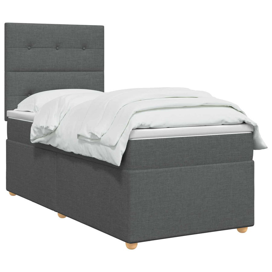 Boxspringbed met matras Donkergrijs 80 x 200 cm Stof