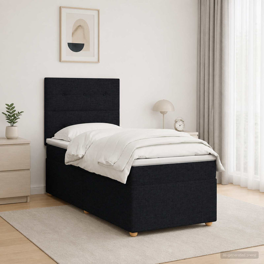 Boxspringbed met matras met hoofdeinde Zwart 100 x 200 cm Stof