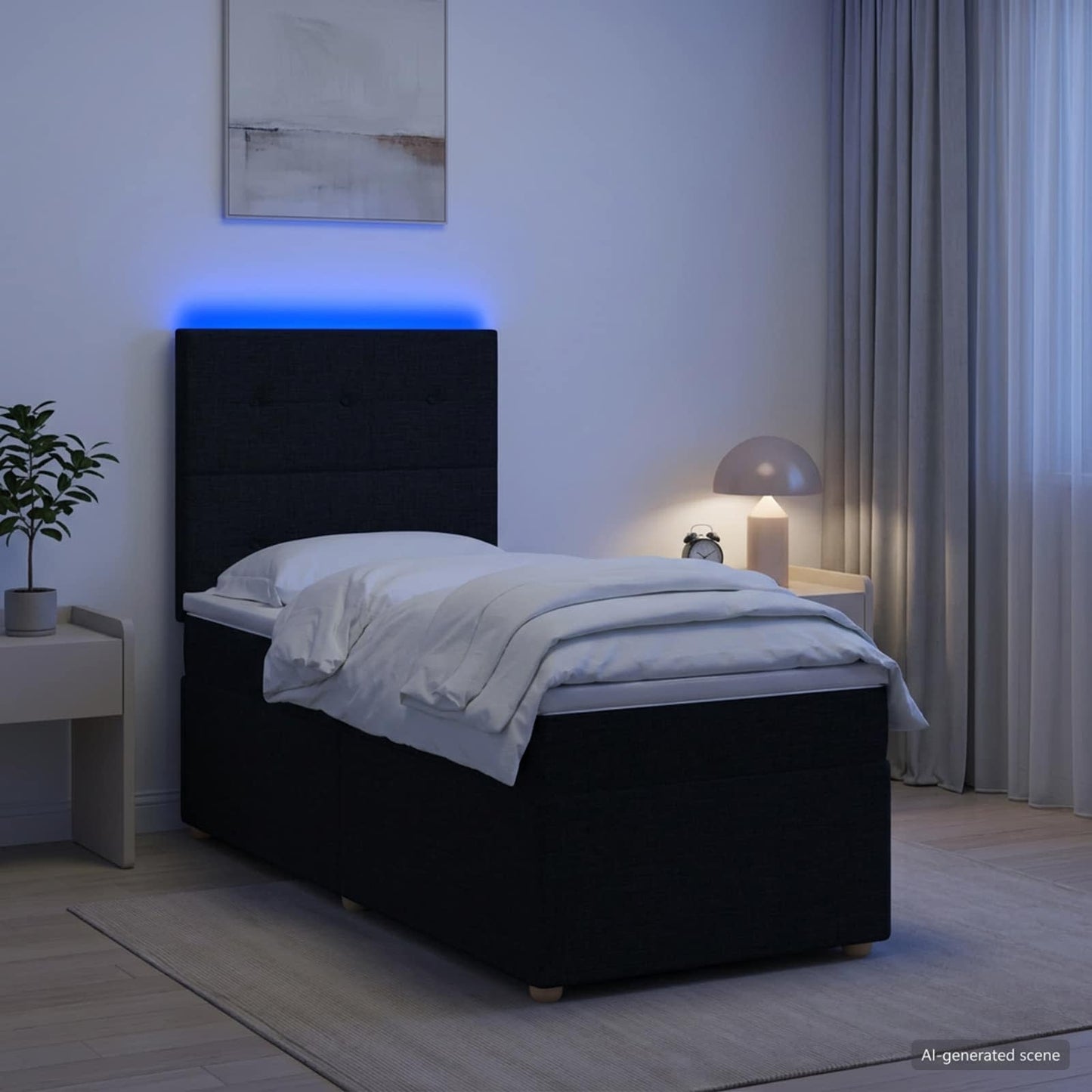 Boxspringbed met matras met hoofdeinde Zwart 100 x 200 cm Stof