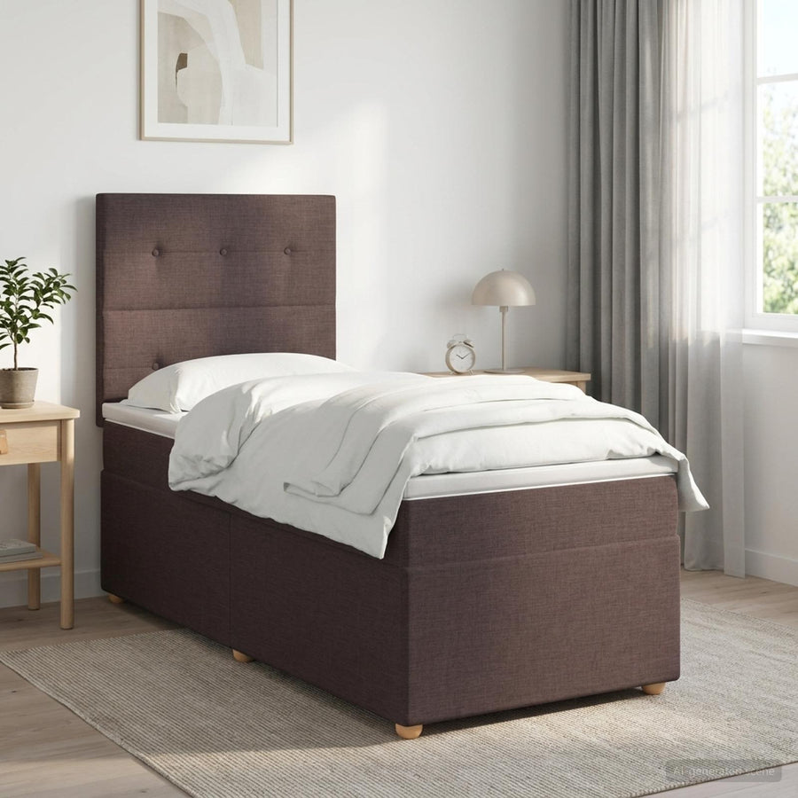 Boxspringbed met matras Donkerbruin 100 x 200 cm Stof