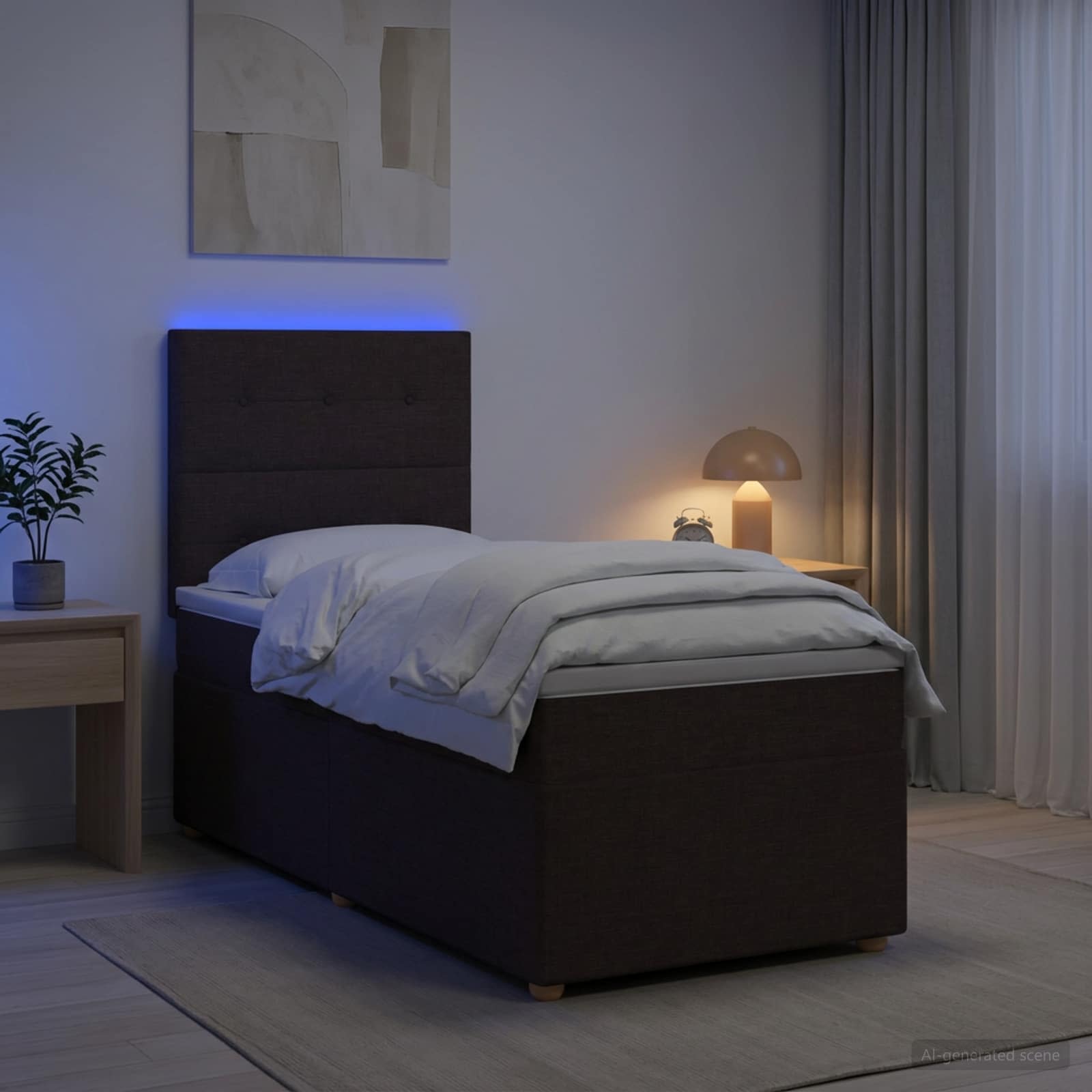 Boxspringbed met matras Donkerbruin 90 x 200 cm Stof