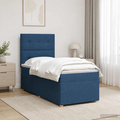 Boxspringbed met matras met hoofdeinde Blauw 90 x 200 cm Stof