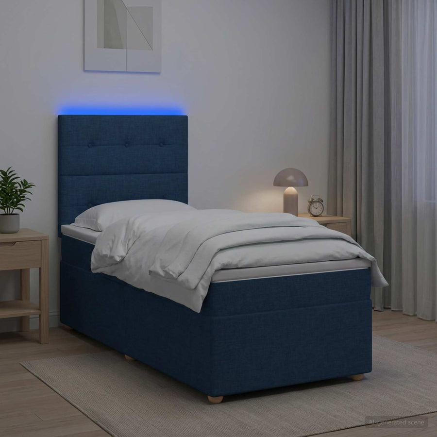 Boxspringbed met matras met hoofdeinde Blauw 90 x 200 cm Stof