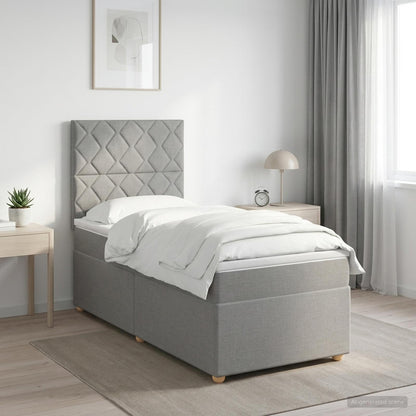 Boxspringbed met matras Lichtgrijs 90 x 190 cm Stof