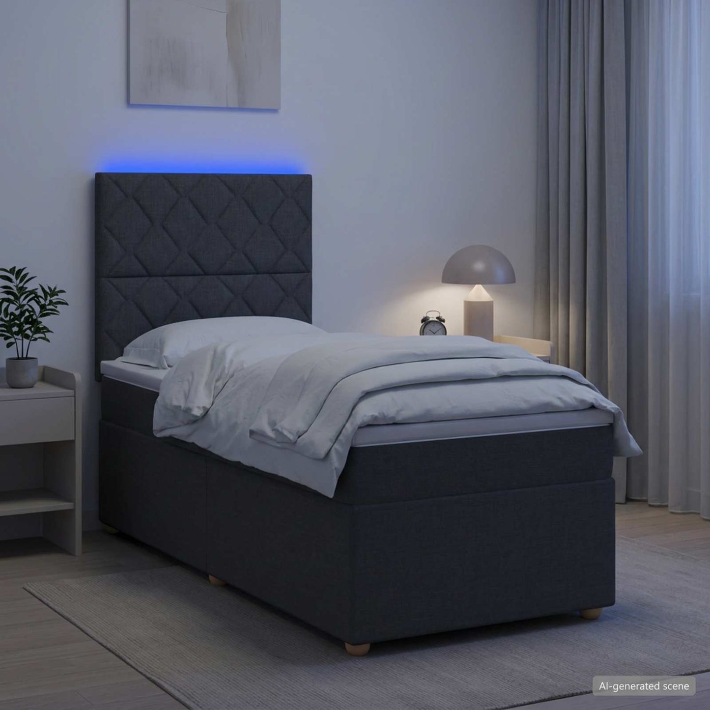 Boxspringbed met matras Donkergrijs 90 x 190 cm Stof